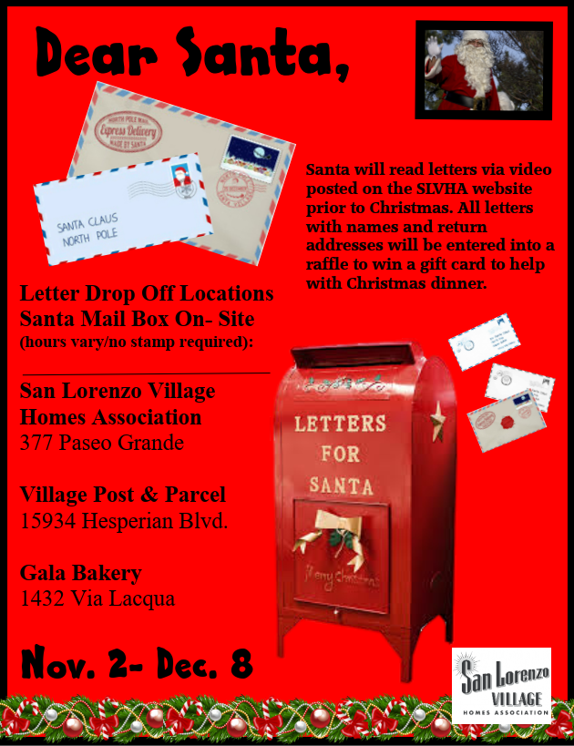 2020 Christmas Letters to Santa San Lorenzo Village Homes Association