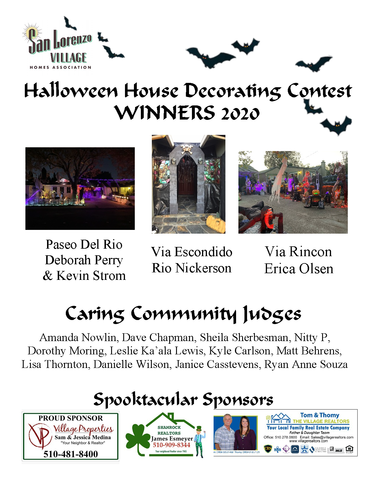2020 Halloween House Decorating Contest San Lorenzo Village Homes Association