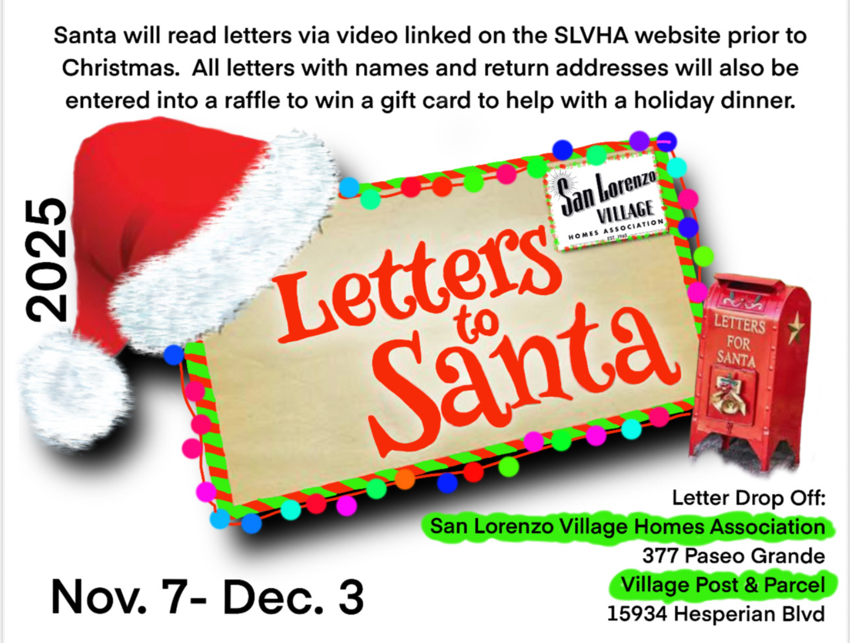 Letters to Santa – November 7 to December 3 - San Lorenzo Village